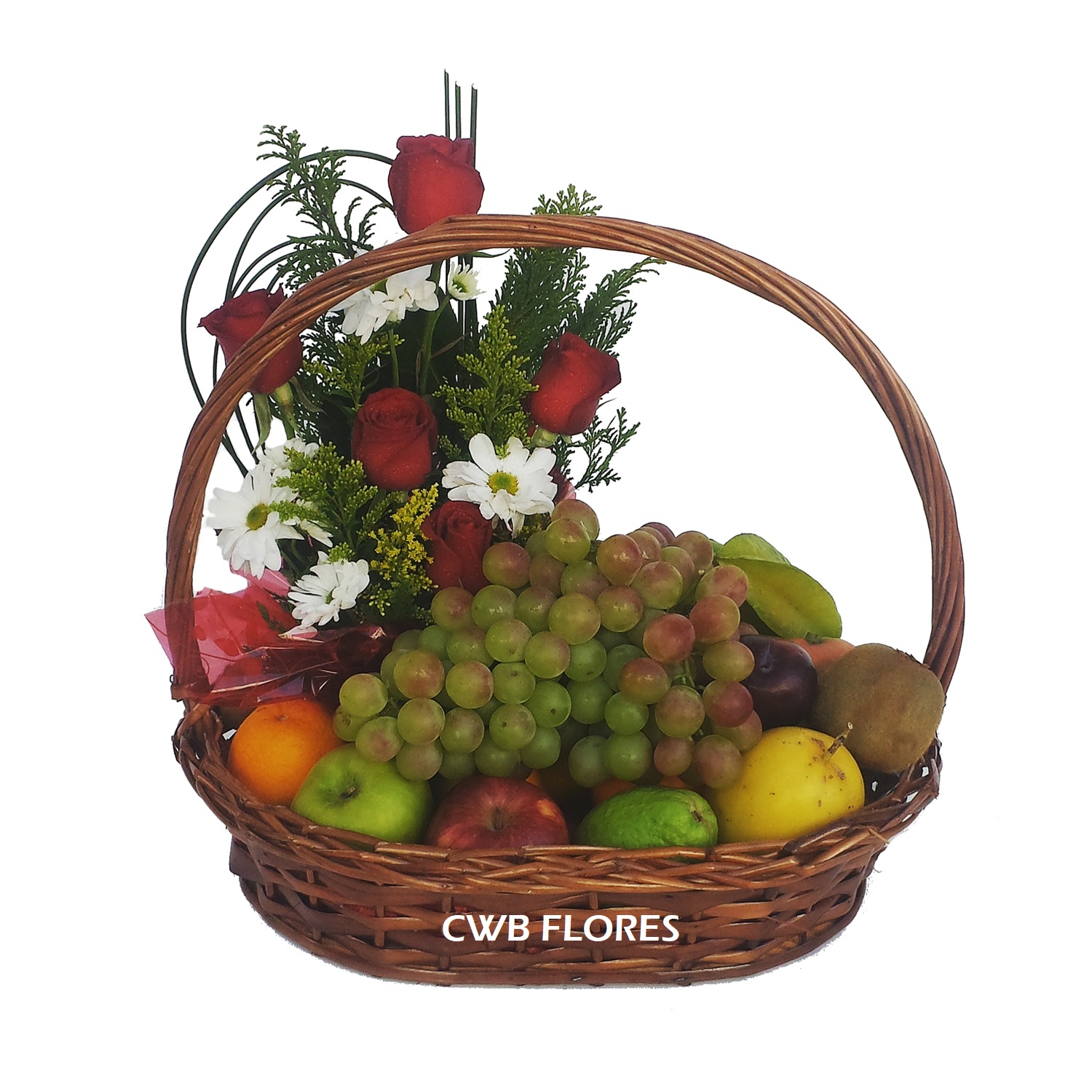 Cesta de café da manhã com frutas