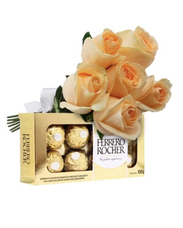 Ramo de rosa com chocolates