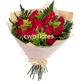 Buquê 12 rosas vermelhas
