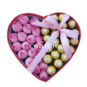 Box com flores e chocolates