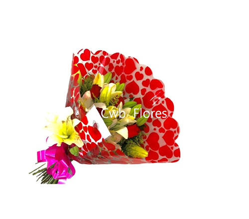 Buquê de Lirio e Rosas