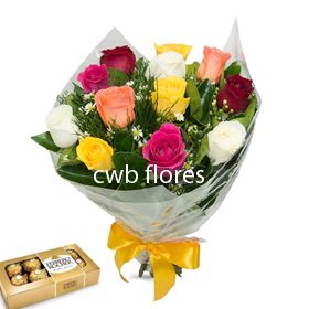 Flores com chocolates